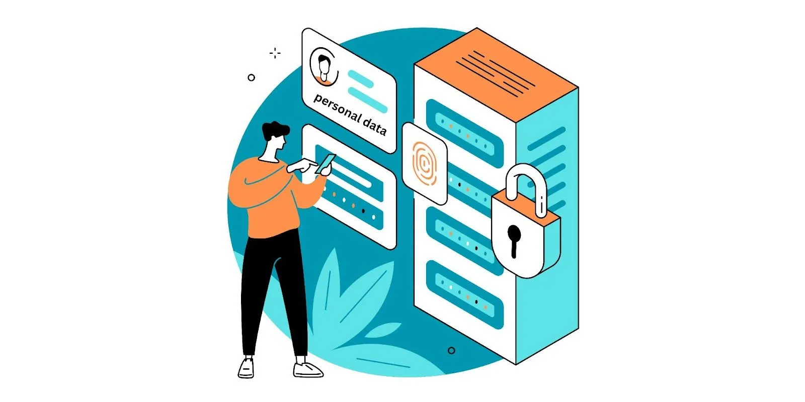 A mobile developer with a phone with a protected server
