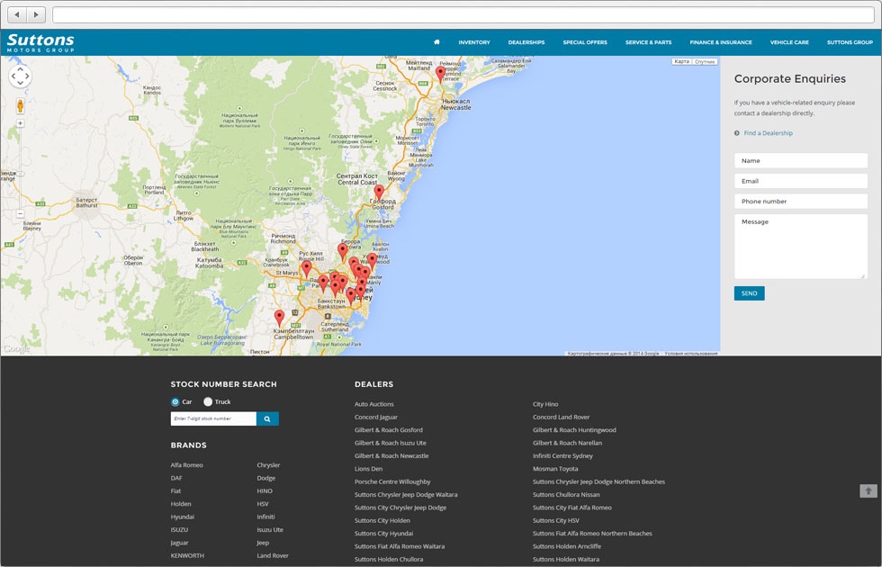 Suttons Corporate web portal of auto dealers Magora