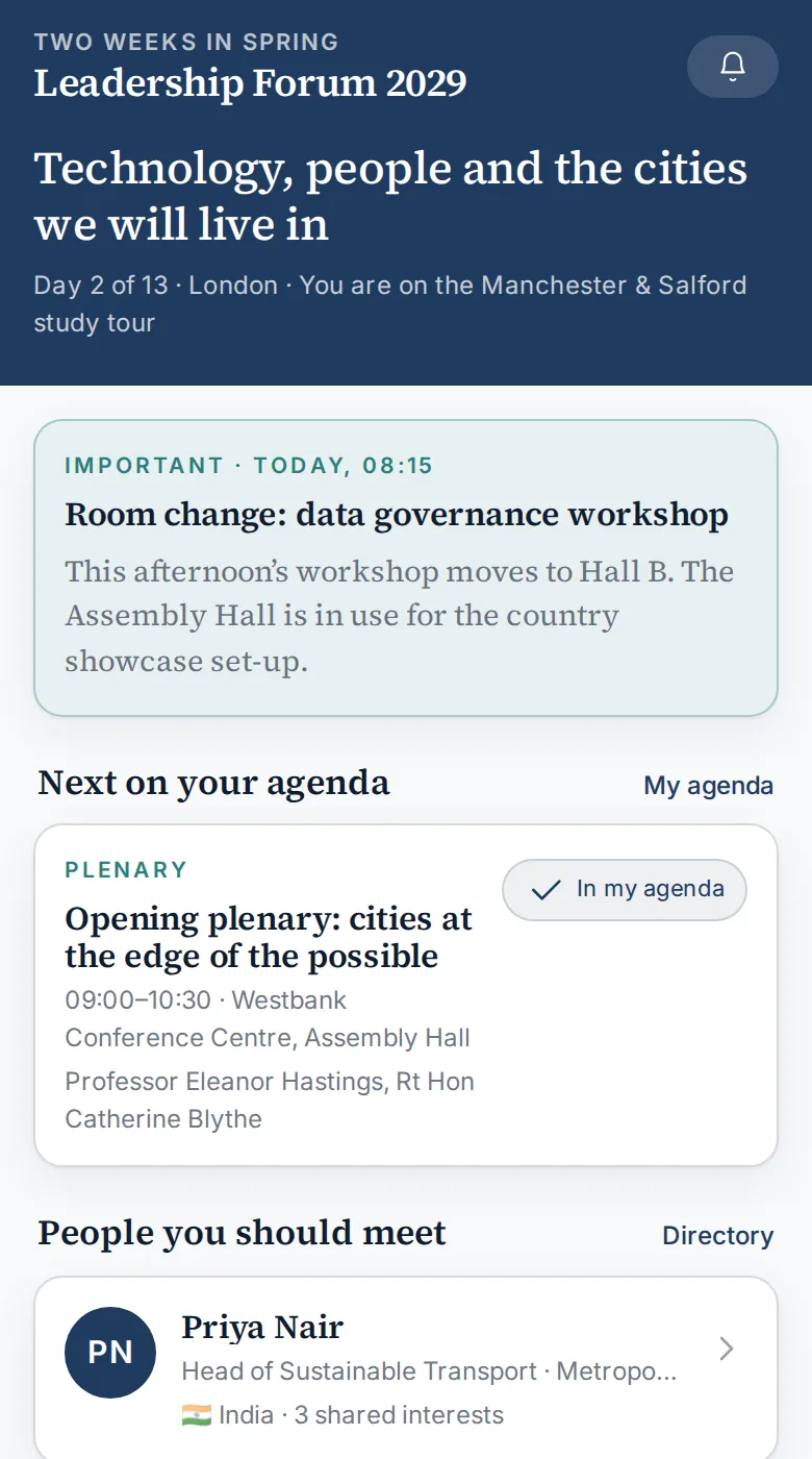 Delegate home screen
