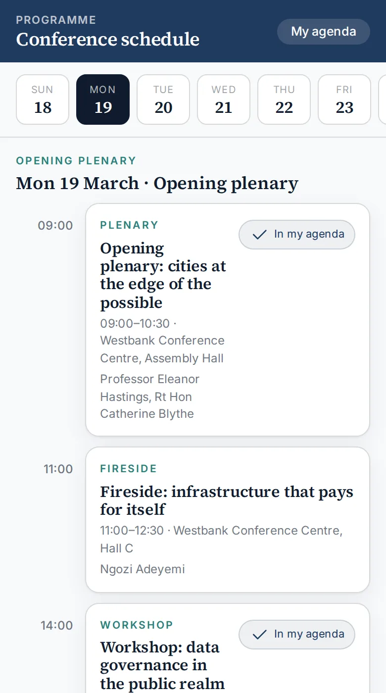 Conference programme screen