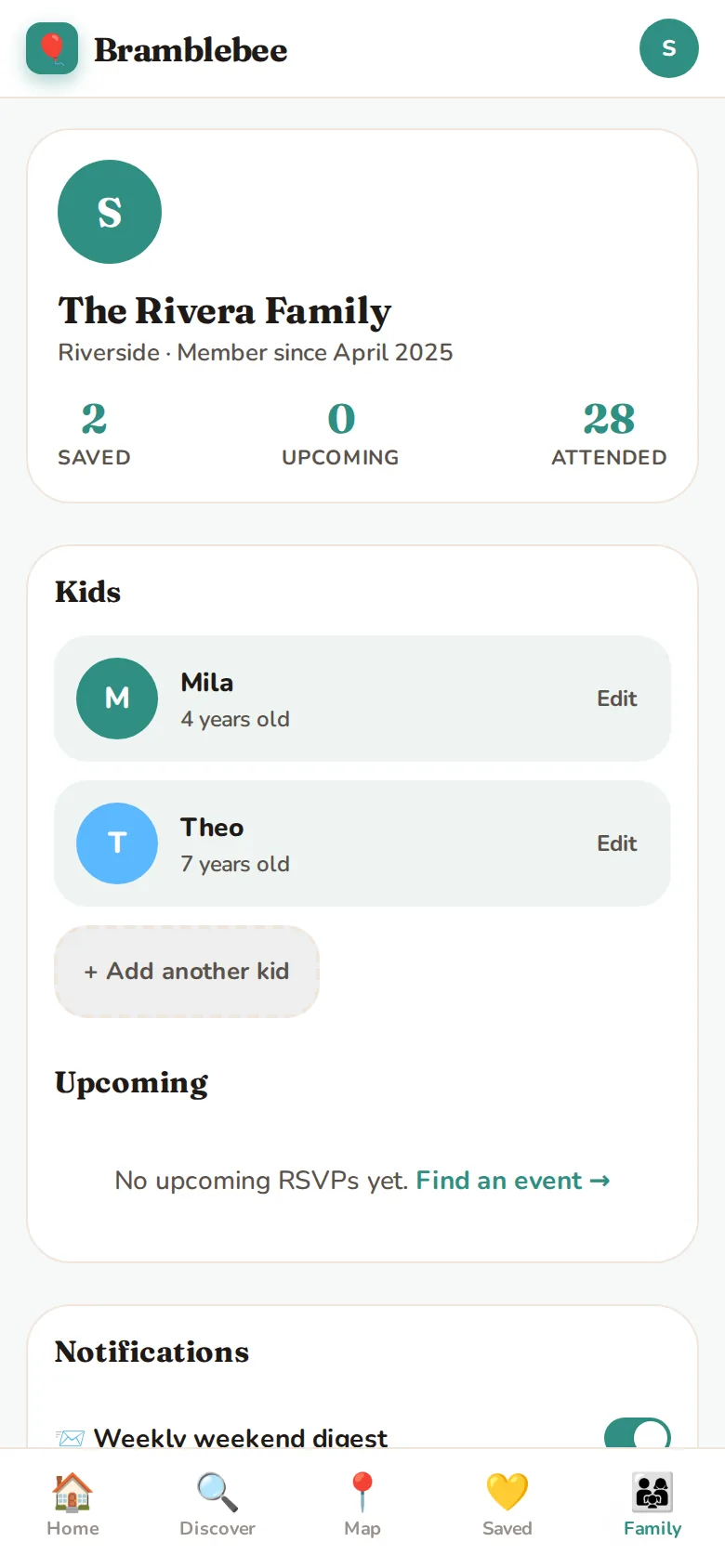 Mobile family profile