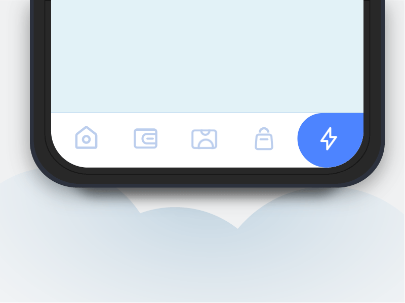 An animated tab bar animation on a mobile app