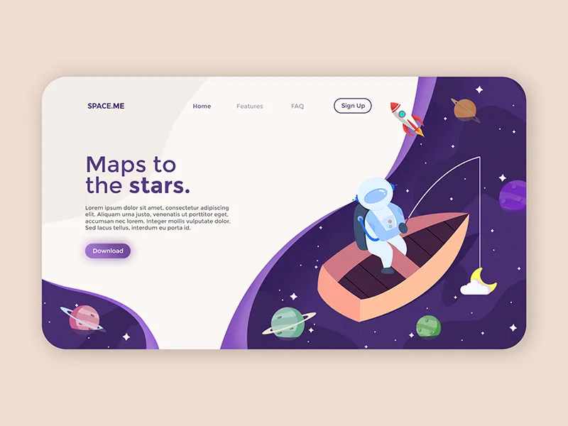 An illustrated flat design landing page 