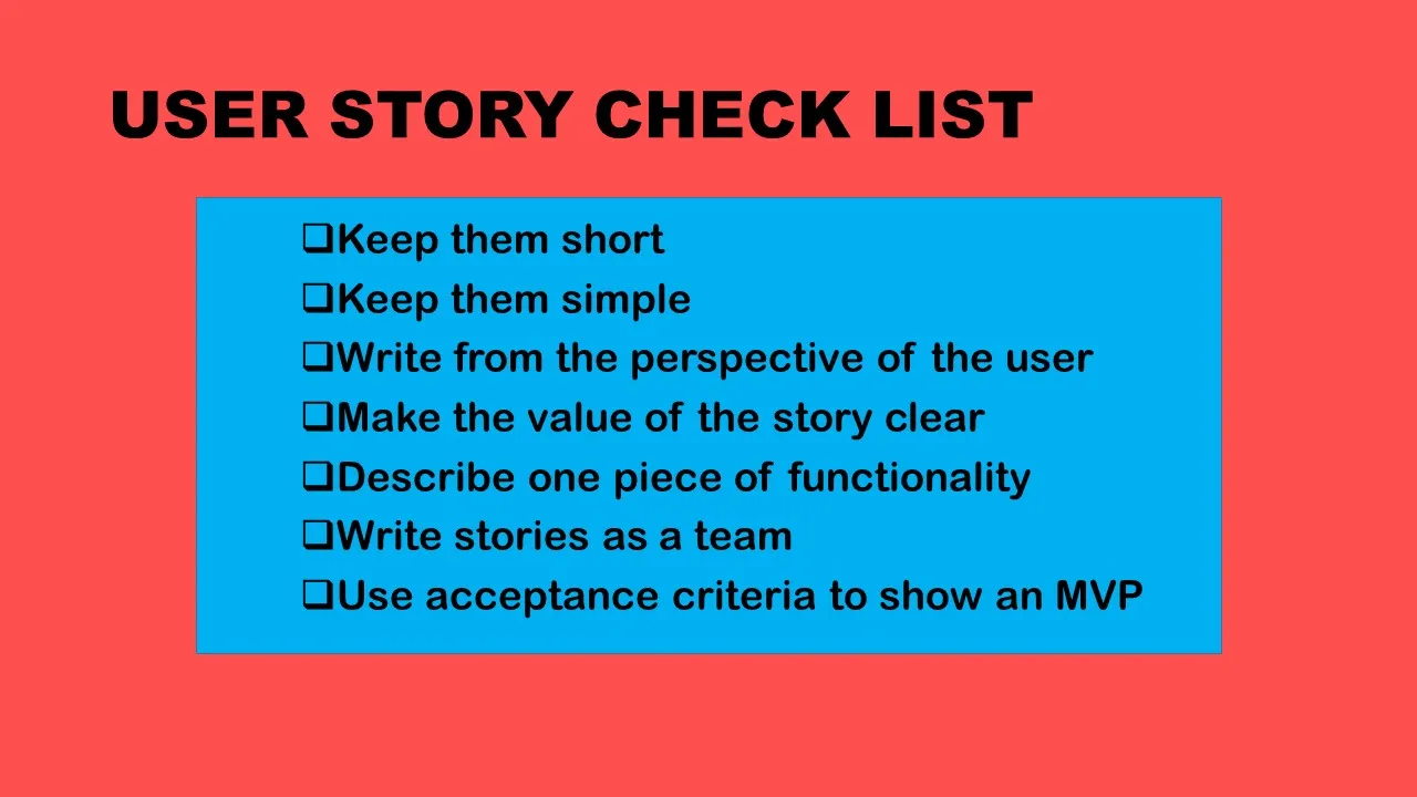 user stories checklist