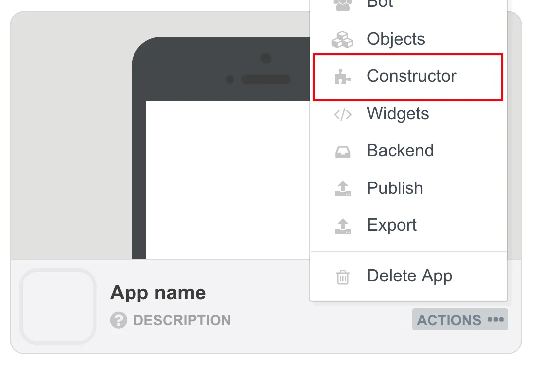 app builder interface